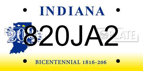 820JA2 Indiana License Plate
