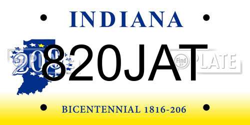 820JAT Indiana License Plate
