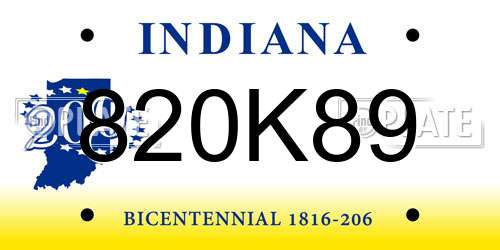 820K89 Indiana License Plate