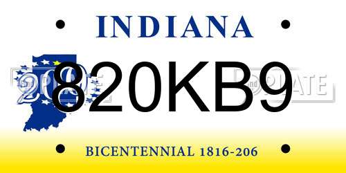 820KB9 Indiana License Plate