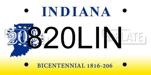 820LIN Indiana License Plate