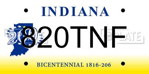 820TNF Indiana License Plate