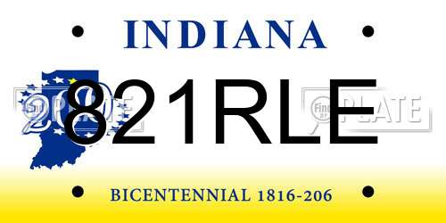 821RLE Indiana License Plate