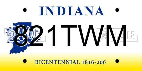 821TWM Indiana License Plate