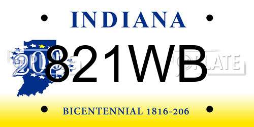 821WB Indiana License Plate