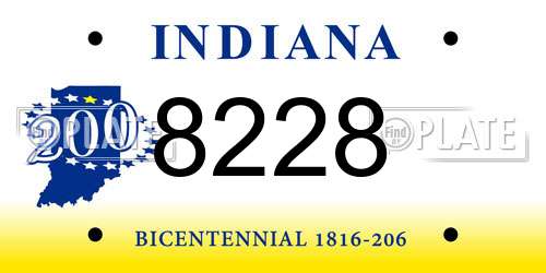 8228 Indiana License Plate