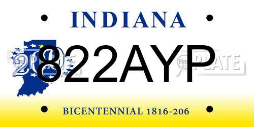 822AYP Indiana License Plate