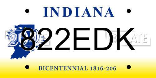 822EDK Indiana License Plate