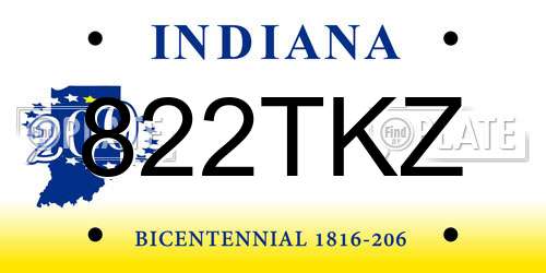 822TKZ Indiana License Plate