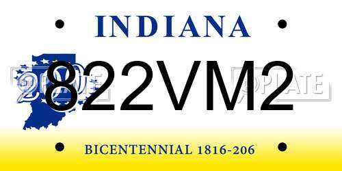 822VM2 Indiana License Plate