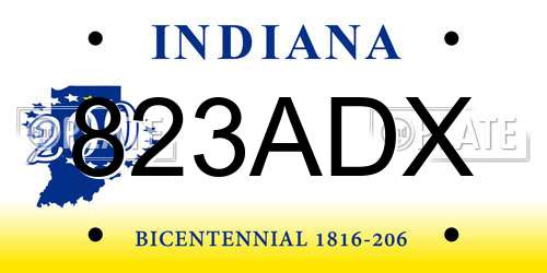823ADX Indiana License Plate