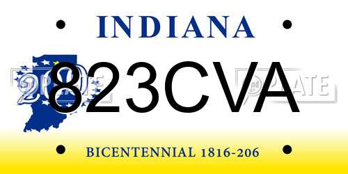823CVA Indiana License Plate