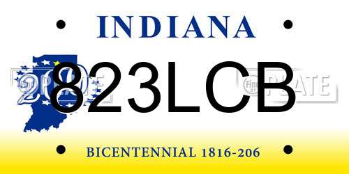 823LCB Indiana License Plate