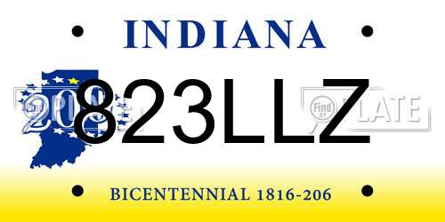 823LLZ Indiana License Plate