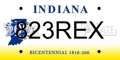 823REX Indiana License Plate
