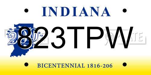 823TPW Indiana License Plate
