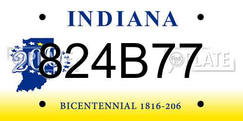 824B77 Indiana License Plate