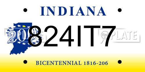 824IT7 Indiana License Plate
