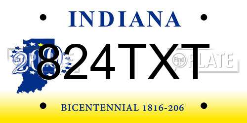 824TXT Indiana License Plate