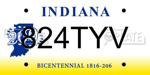 824TYV Indiana License Plate