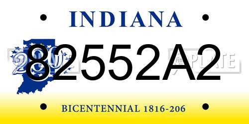 82552A2 Indiana License Plate