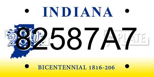 82587A7 Indiana License Plate