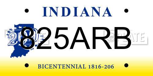 825ARB Indiana License Plate