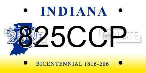 825CCP Indiana License Plate
