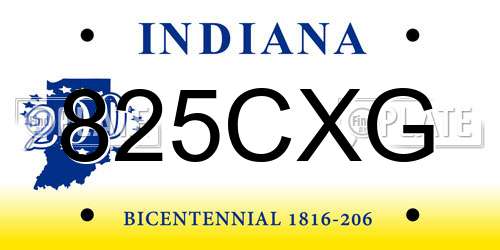 825CXG Indiana License Plate
