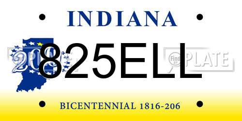 825ELL Indiana License Plate