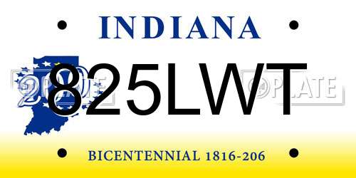 825LWT Indiana License Plate