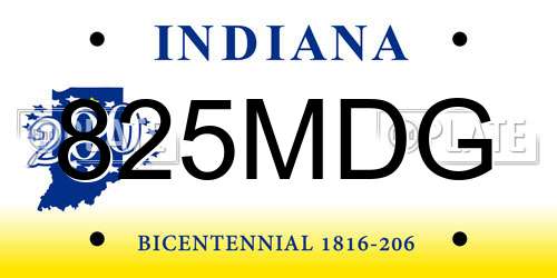 825MDG Indiana License Plate