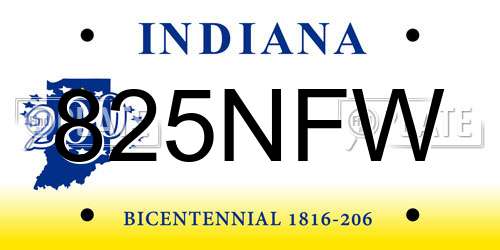 825NFW Indiana License Plate
