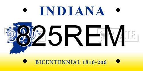 825REM Indiana License Plate