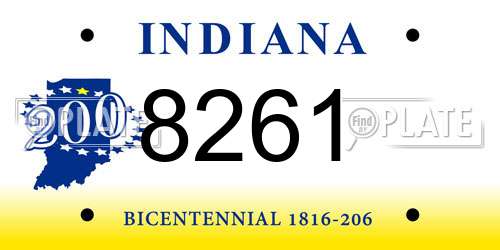 8261 Indiana License Plate