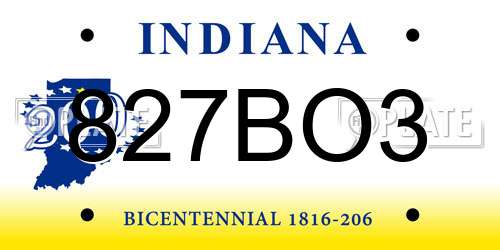 827BO3 Indiana License Plate