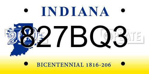 827BQ3 Indiana License Plate
