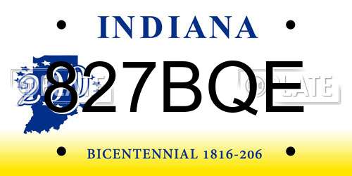 827BQE Indiana License Plate