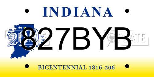 827BYB Indiana License Plate