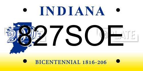 827SOE Indiana License Plate