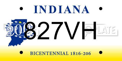 827VH Indiana License Plate