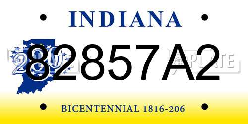 82857A2 Indiana License Plate