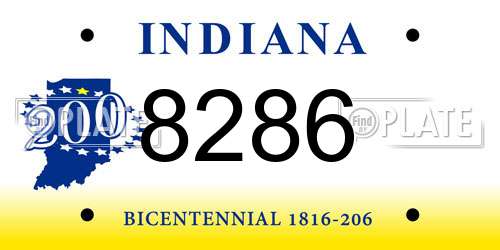 8286 Indiana License Plate