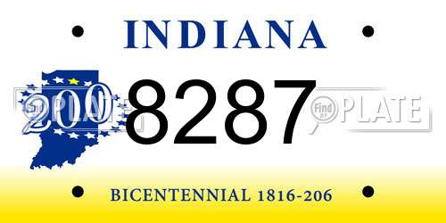 8287 Indiana License Plate