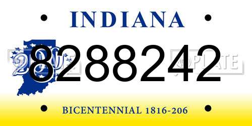 8288242 Indiana License Plate