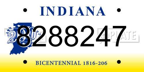 8288247 Indiana License Plate
