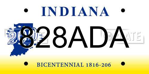 828ADA Indiana License Plate