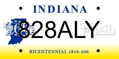 828ALY Indiana License Plate