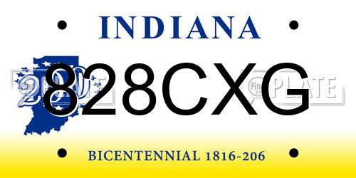 828CXG Indiana License Plate