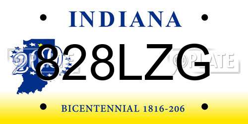 828LZG Indiana License Plate